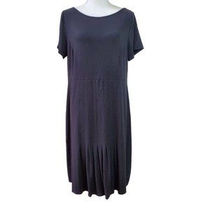 JJILL Wearever Womens Dress Size M Black Knit Short Sleeve Round Neck Pleated
